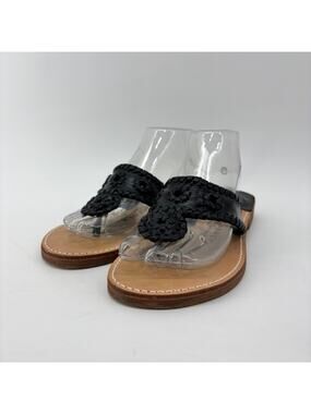 Palm Beach Womens Size 8 Sandals Black Leather Handcrafted USA
